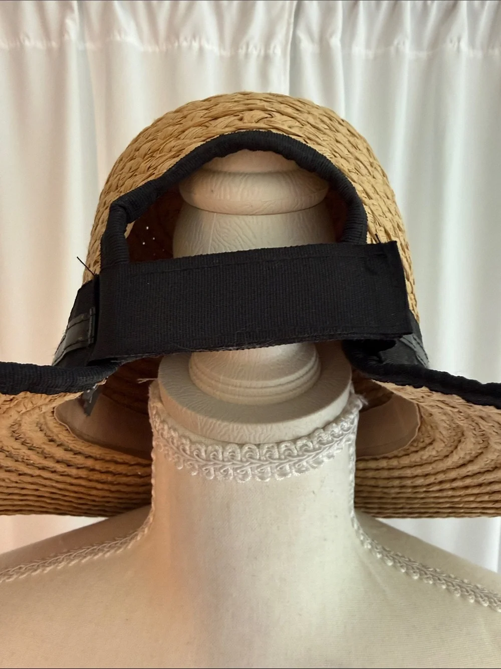 Vince Camuto Tan Straw Fedora with Black Trim